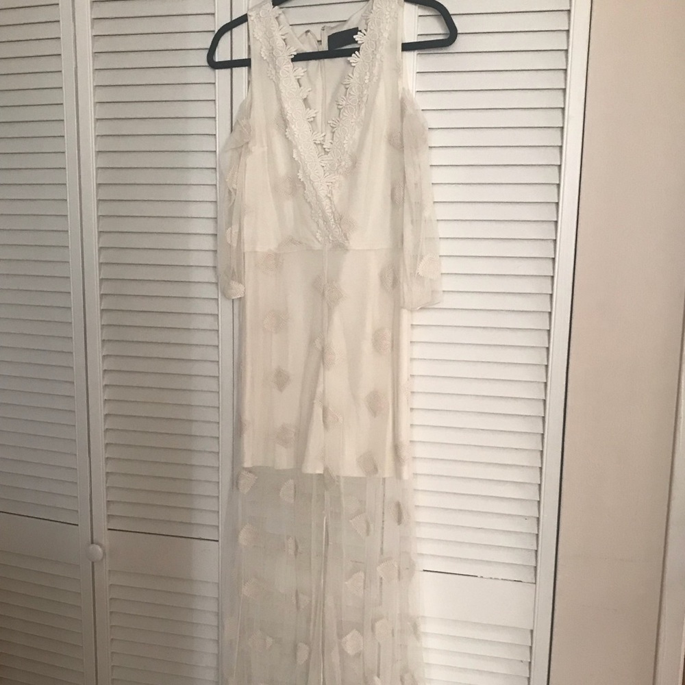 Line & Dot Cold Shoulder Maxi Dress